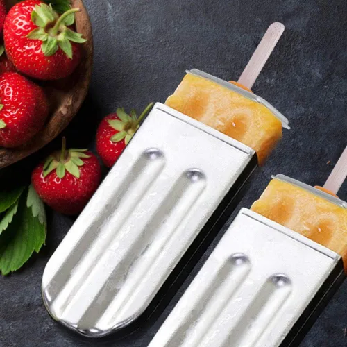 Miniatura 3 de Molde de paletas de acero inoxidable, moldes para paletas de hielo con estante, 55 palitos de bambú, cepillo de limpieza, 10 bolsas de burbujas (A)