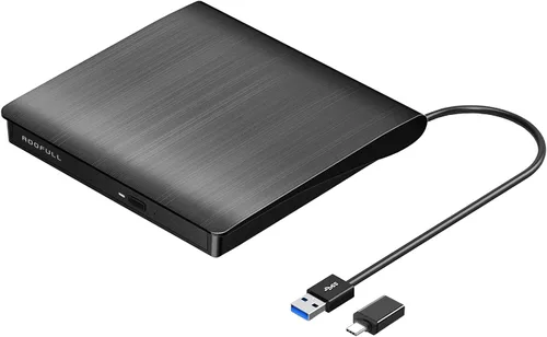 Miniatura 15 de Unidad de CD/DVD externa ROOFULL para portátil, USB 3.0, CD/DVD-ROM +/-RW, lector, reproductor, grabador, quemador, con estuche de transporte