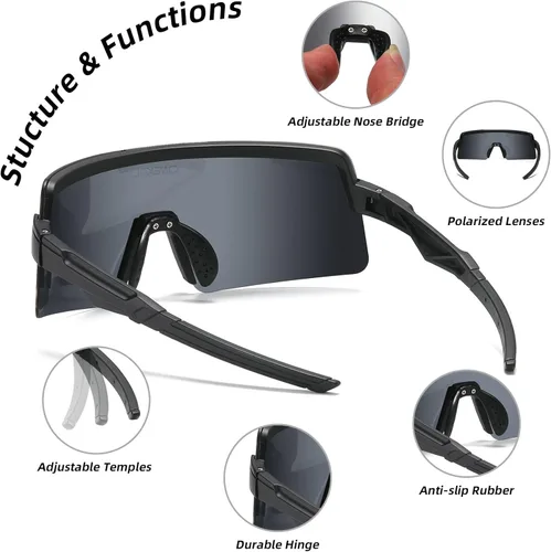 Miniatura 6 de Dos tamaños para adultos y jóvenes, lentes de sol polarizados para hombres y mujeres, para deportes al aire libre, gafas de béisbol UV400, gafas