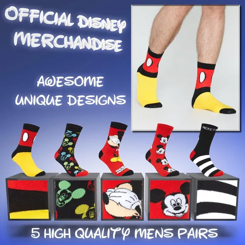 Miniatura 2 de Disney Calcetines para hombre Baby Yoda Crew Socks 5 Pack Star Wars Calcetines tobilleros Mickey Mouse regalos para hombres