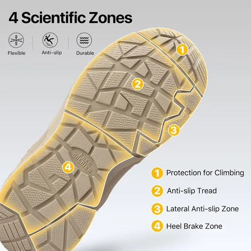 Miniatura 6 de FREE SOLDIER Botas de trabajo duraderas para hombre, 6 pulgadas, ligeras, impermeables, botas de senderismo, botas tácticas de cuero de gamuza