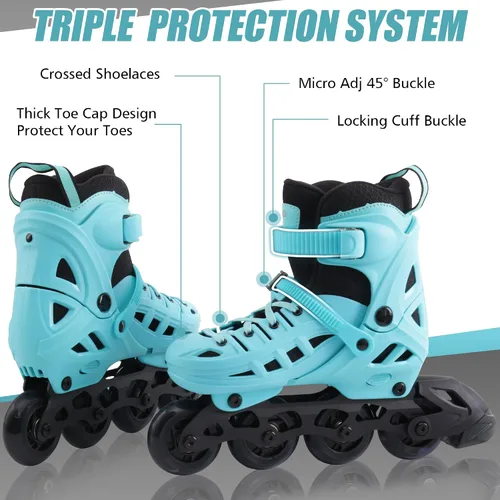 Miniatura 3 de Patines en línea para niños, niñas y niños, 4 tamaños ajustables con ruedas de luz completa para mujeres y hombres, carcasa exterior duradera