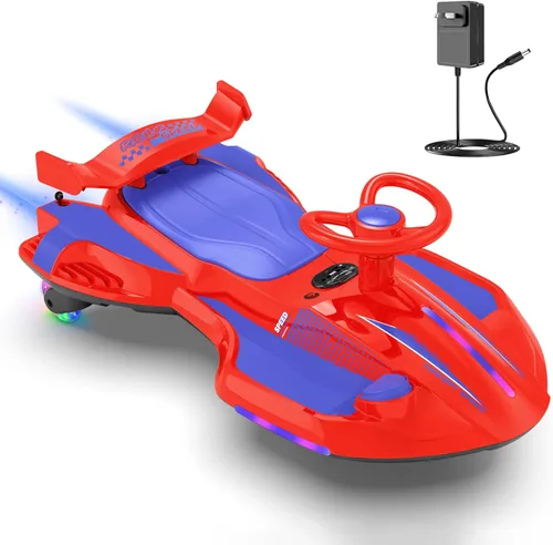 Miniatura 9 de Coche eléctrico de 12V con pedal para niños que se menea, juguete recargable 2 en 1 de coche oscilante, coche de derrape diabólico con respaldos