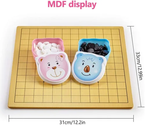 Miniatura 3 de YXCKG Gomoku & Go Juego de ajedrez para niños, diseño de cuadrícula de 9 x 9/13 x 13, tamaño portátil para viajes, dibujos animados para niños