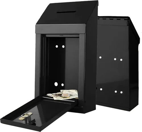 Miniatura 8 de Caja de Donación de Metal - Caja de Sugerencias con Ranura y Cerradura - Caja de Seguridad para Dinero - Caja de Depósito Segura - Caja