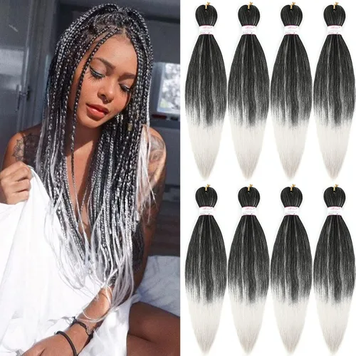 Miniatura 36 de BEFUNNY Cabello para Trenzar, Cabello para Trenzar Pre-Estirado, 24 Pulgadas 8 Paquetes Cabello Preestirado Ombré para Trenzas de Caja de Crochet