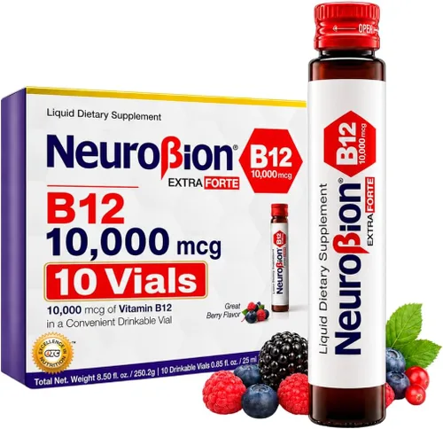 Neurobion Extra Forte B12 10,000 mcg Viales, Líquido - Extremadamente Potente - 10 Viales por Caja