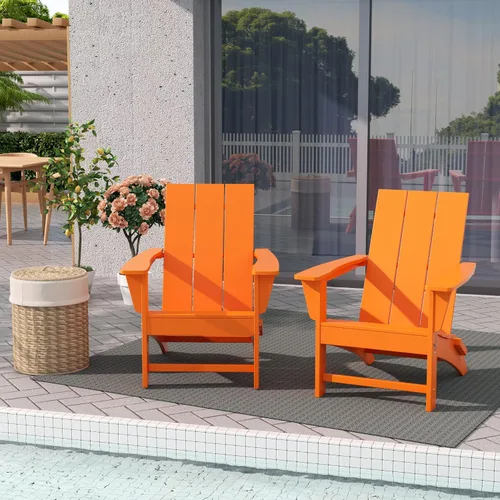 Miniatura 37 de WestinTrends Ashore - Silla plegable Adirondack moderna para exteriores (juego de 2), color marrón oscuro