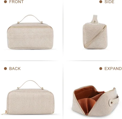 Miniatura 6 de KEYPOWER Bolsa de cosméticos de lentejuelas con purpurina de gran capacidad, bolsa de maquillaje de viaje, bolsa de aseo portátil brillante