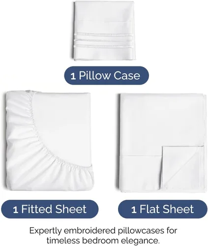 Miniatura 2 de Juego de sábanas de 3 piezas tamaño Twin - Sábanas extra suaves, transpirables y refrescantes - Sábanas de cama duraderas de lujo hotelero