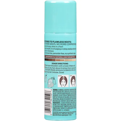 Miniatura 12 de L'Oreal Paris Tinte para el Cabello Cobertura de Raíces Spray Corrector Temporal de Canas, Marrón Claro, 2 Onzas