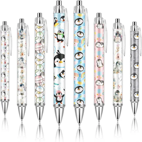 Miniatura 7 de Ireer 8 bolígrafos de bola para mujeres 1.00 mm de tinta negra lindos y elegantes, bolígrafos de punta fina de escritura suave para estudiantes