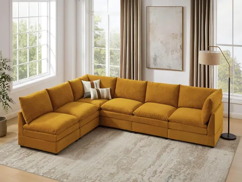 Miniatura 26 de VANOMi Sofá modular Cloud de 98 pulgadas para sala de estar, sofá cama moderno de gran tamaño con asiento profundo, otomana de cojín grueso de doble