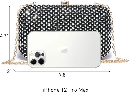 Miniatura 4 de Dasein Bolso de mano con diamantes de imitación para mujer, bolsa de noche brillante con cierre de cristal para fiesta formal de graduación, boda