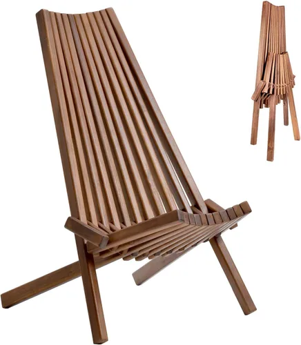 Sillas de jardín plegables de madera maciza en el exterior plegable de bajo perfil de madera de acacia para interiores y exteriores, asientos de