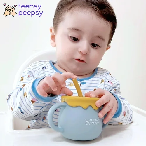 Miniatura 2 de Tarro de Miel Pot 3 en 1 Taza de Entrenamiento de Silicona de 8.5oz, Taza para Sorber para Bebé con Popote y Tapa para Snacks para 6 meses+ Taza