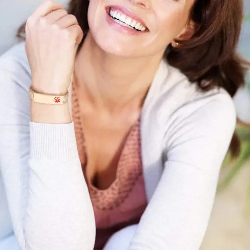 Miniatura 20 de Pulsera de alerta médica para hombres y mujeres, pulsera de identificación médica ajustable ajustable de acero inoxidable para diabetes, alergias