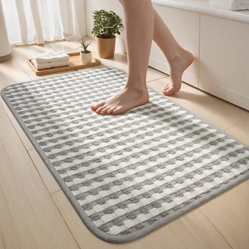 Miniatura 11 de Tapetes de baño antideslizantes delgados para debajo de la puerta, tapetes de baño de secado rápido absorbentes con respaldo de goma trenzado