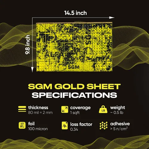 Miniatura 2 de SGM Gold Alfombrilla Exclusiva de Amortiguación de Sonido para Auto 80 mil (2mm) 18 pies cuadrados (1.67 m²), Aislante de Sonido Automotriz