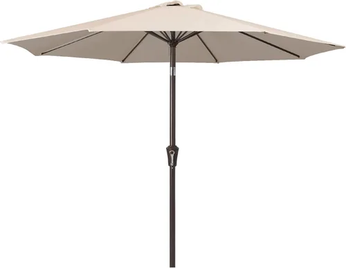 Miniatura 15 de JEAREY Sombrilla de mesa de patio al aire libre de 9 pies con botón de inclinación y manivela, sombrilla de mercado, 8 varillas resistentes, Verde