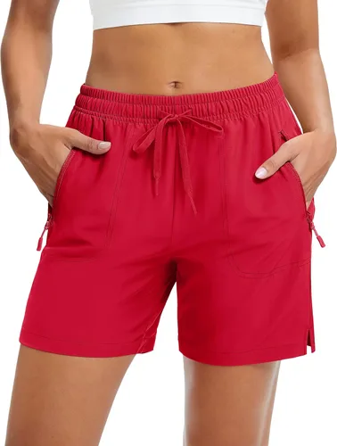 Miniatura 11 de MAGCOMSEN Pantalones cortos de senderismo para mujer de 5 pulgadas, UPF 50+, de secado rápido, ligeros, atléticos, para correr, golf, verano
