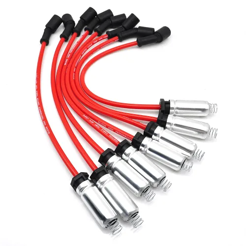 Miniatura 6 de Juego de 8 cables de bujía 41-962 para Chevy para 5.3 6.0L 6.2L, 9748HH 0.402 in cable de bujía rojo apto para Chevrolet Silverado GMC Sierra Hummer