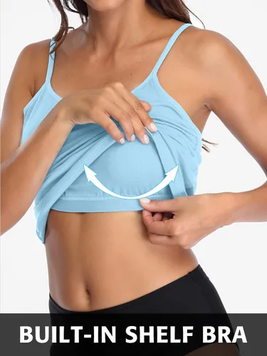 Miniatura 90 de Camisa Attraco de algodón, con tirantes estilo espagueti, con brasier incorporado, 2 paquetes, para mujer