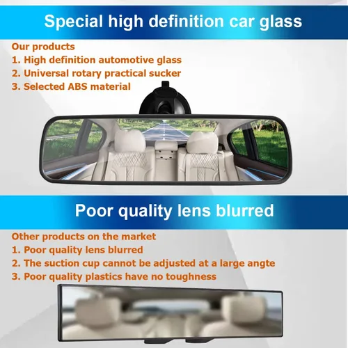 Miniatura 7 de Espejo retrovisor de coche de 9.8 pulgadas con ventosa, espejo retrovisor interior de auto ajustable antirreflejos, espejo interior de vehículo HD
