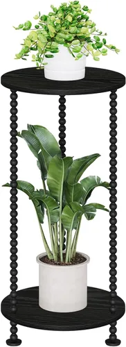 YINMIT Soporte para plantas de interior, soporte para plantas pequeñas de 2 niveles, postes de metal de 23 pulgadas de alto, soporte de maceta de