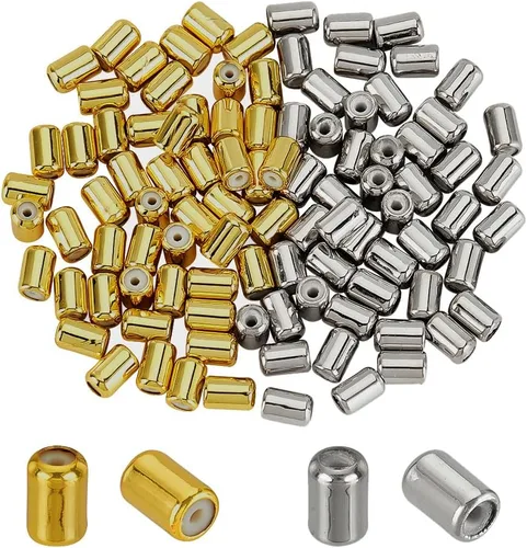 PH PandaHall 100 cuentas de tapón de latón, cuentas espaciadoras de posicionamiento pequeñas de 0.315 x 0.197 in, cuentas deslizantes ajustables,
