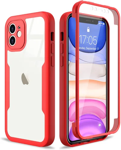 Miniatura 9 de Funda compatible con iPhone 11, diseño transparente de cuerpo completo con protector de pantalla integrado, a prueba de golpes, antiarañazos, Azul