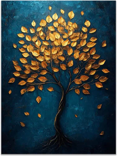 Miniatura 24 de VOCBAN Tree of Life Wall Art The Picture Artwork Canvas Prints Tree Pictures Poster Retro Artwork for Bedroom Living Room Home Decoration(blue blue
