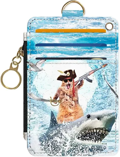 Miniatura 21 de Portafolios delgado Portafolios para tarjetas de crédito, Portafolios RFID para mujer Linda pequeña cartera de bolsillo frontal con cremallera