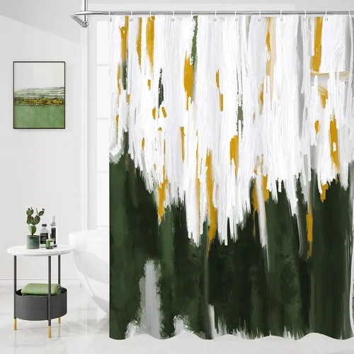 Miniatura 14 de MitoVilla Cortina de Ducha Pequeña Negra para Cabina 36 x 72 pulgadas, Juego de Cortinas de Ducha Angostas de Media Talla Abstracto Degradado