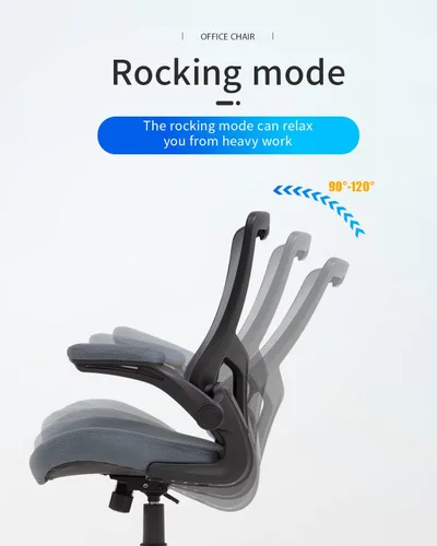 Miniatura 5 de FDW Silla de dibujo Silla de oficina alta de malla con respaldo medio con brazos abatibles, silla de escritorio con soporte lumbar ergonómico