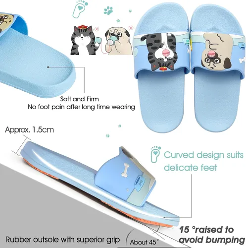Miniatura 2 de BOPU 3-8 años niñas sandalias diapositivas, lindo perro y gato antideslizante niñas diapositivas niños diapositivas (niños pequeñosniños)