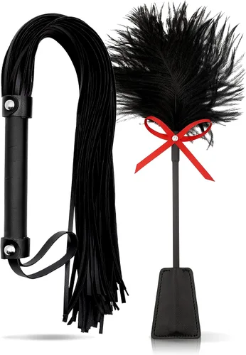 Miniatura 11 de Black Sex Whip Adult Crop 18 "BDSM Látigo Set Bondage Flogger Kit Crop Sex Set Adulto Crop Paddle Spanking BDSM Set Spanking Paddle Adultos Flogger