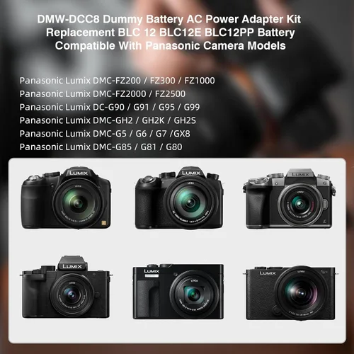 Miniatura 6 de F1TP DMW-AC10 DMW-DCC8 Adaptador de corriente de CA Batería simulada para cámaras Panasonic Lumix DMC-G5 G6 G7 GX8 G80 G81 G85 GH2 GH2K FZ200 FZ300
