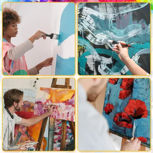 Miniatura 7 de Juego de 5 cuchillos de pintura, pincel mezclador de fondo y pincel mezclador de abanico para artistas, cuchillo de paleta de acero inoxidable de 2