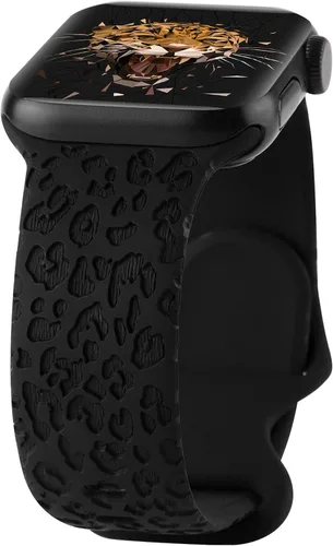 Miniatura 10 de Correas de silicona grabadas compatibles con Apple Watch de 1.496 in 1.575 in 1.614 in, correa deportiva impresa con láser compatible con iWatch