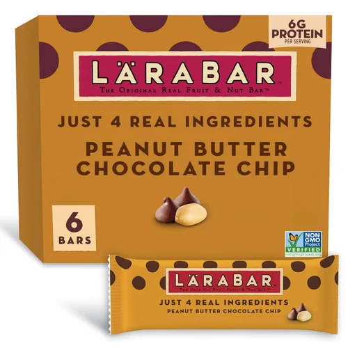 Larabar - Mantequilla de maní con chispas de chocolate, barras de frutas y nueces sin gluten, 6 unidades
