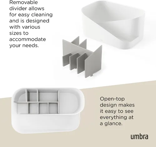 Miniatura 5 de Umbra Glam Organizador de cosméticos, contenedor de almacenamiento versátil con inserto extraíble para baño, oficina y más, color blanco