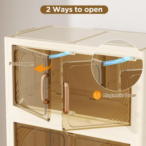Miniatura 3 de Contenedores de almacenamiento de plástico de 5 niveles con tapas, caja de almacenamiento plegable con puertas y ruedas, contenedores