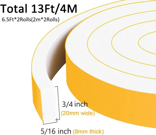 Miniatura 3 de Cinta de sellado para clima blanca, fuerte cinta adhesiva autoadhesiva para sello de puerta para puertas y ventanas, burlete de celda cerrada, cinta