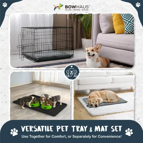 Miniatura 5 de Almohadilla y bandeja lavable a máquina BOWHAUS para jaula de perro de 24 pulgadas, alfombra plana antideslizante y cómoda para dormir y bandeja