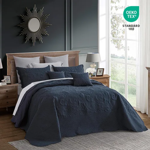 Miniatura 3 de Colcha extragrande King de 128 x 120 pulgadas, extra ancha, diseño de patrón paisley, funda de cama ligera, reversible, 5 piezas, 100% microfibra, 1
