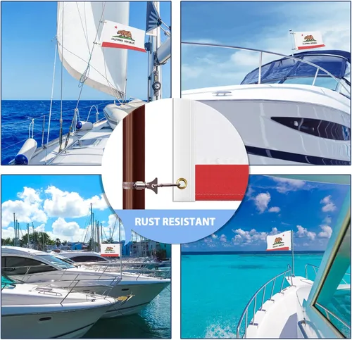 Miniatura 7 de Bandera marina de 12 x 18 pulgadas con kits de 4 postes – Bandera de barco estadounidense con 50 estrellas para barco y yate