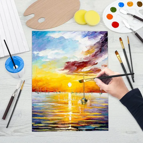 Miniatura 5 de Shuttle Art Kit de pintura en lienzo, paquete de 50, 28 lienzos de varios tamaños para pintar y 22 herramientas de arte