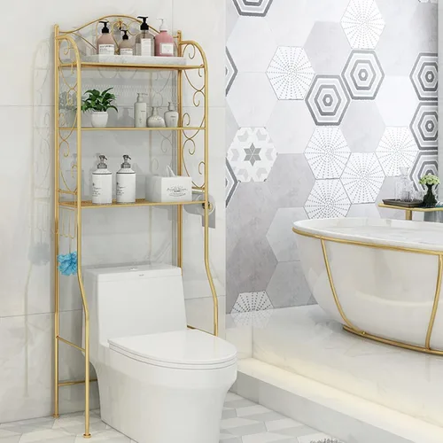 Miniatura 3 de Organizador de baño sobre el inodoro, estante independiente sobre el inodoro con ganchos y estante de papel higiénico, estantes de baño sobre