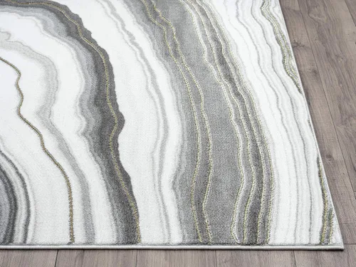 Miniatura 5 de Abani Rugs - Alfombra contemporánea granito gris y dorado de 4 x 6 pies, diseño de remolino de mármol, alfombra de comedor que no desprende pelusa